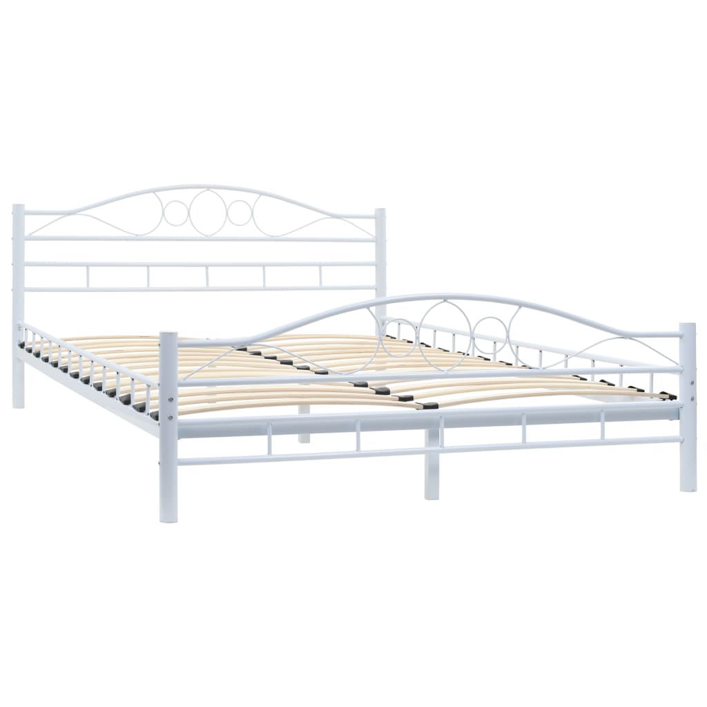 Bed Frame without Mattress White Metal 137x187 cm Double