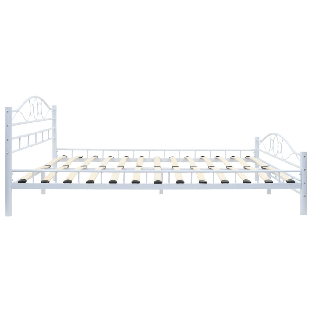 Bed Frame without Mattress White Metal 137x187 cm Double