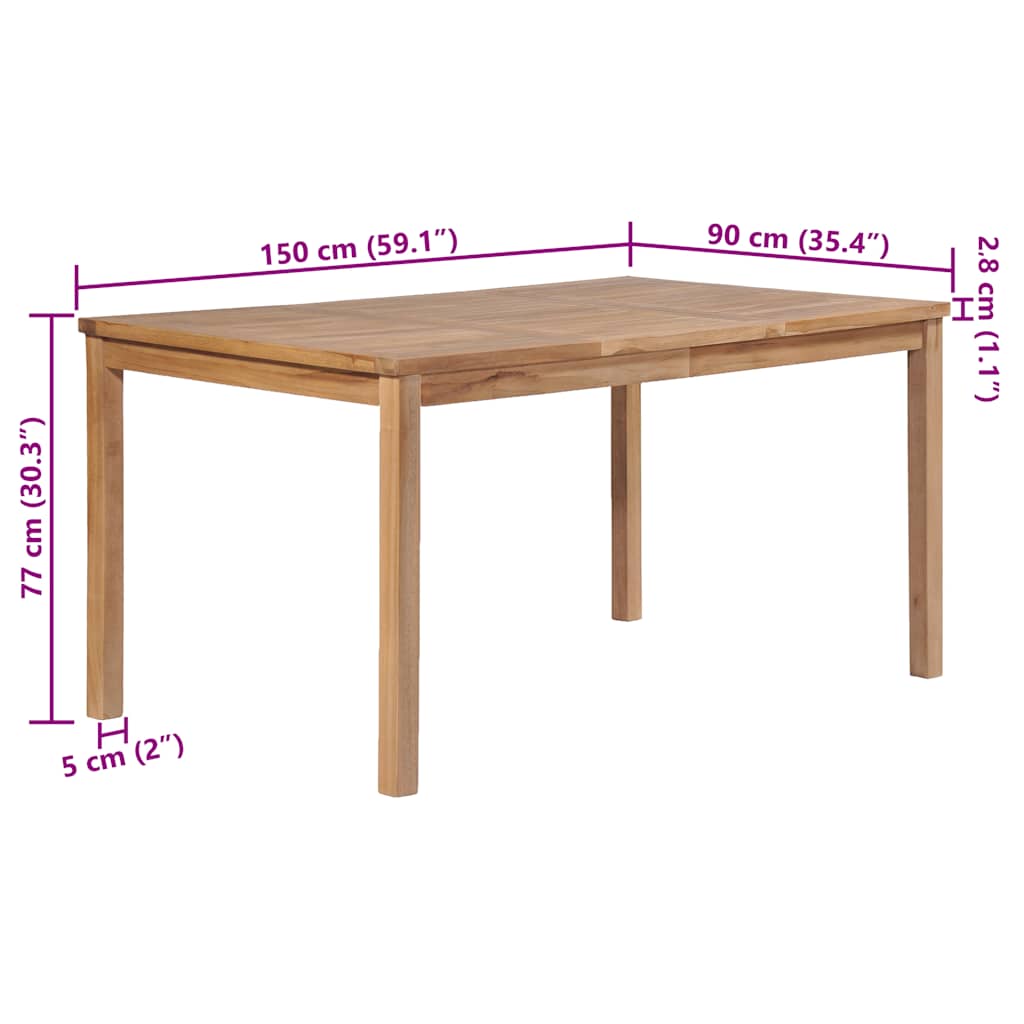 Garden Table 150x90x77 cm Solid Teak Wood