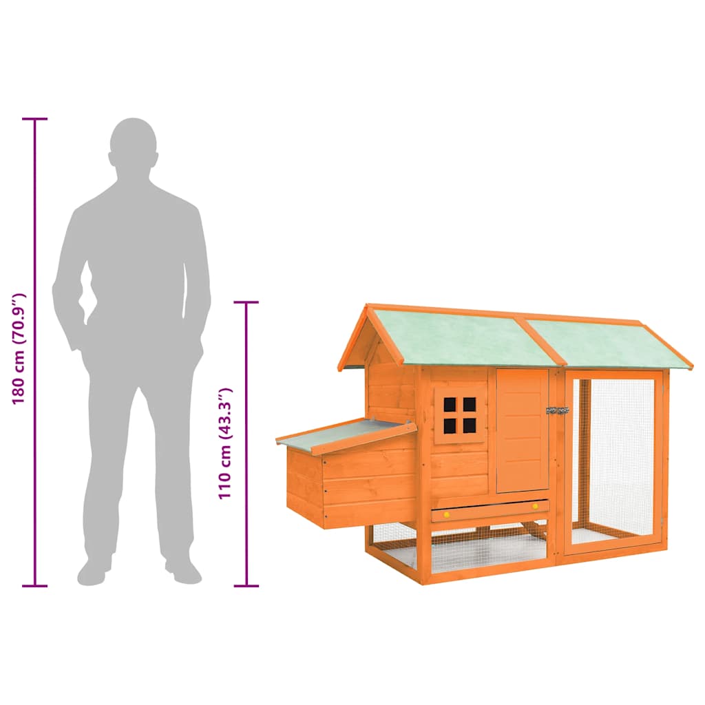 Chicken Cage Solid Pine & Fir Wood 170x81x110 cm