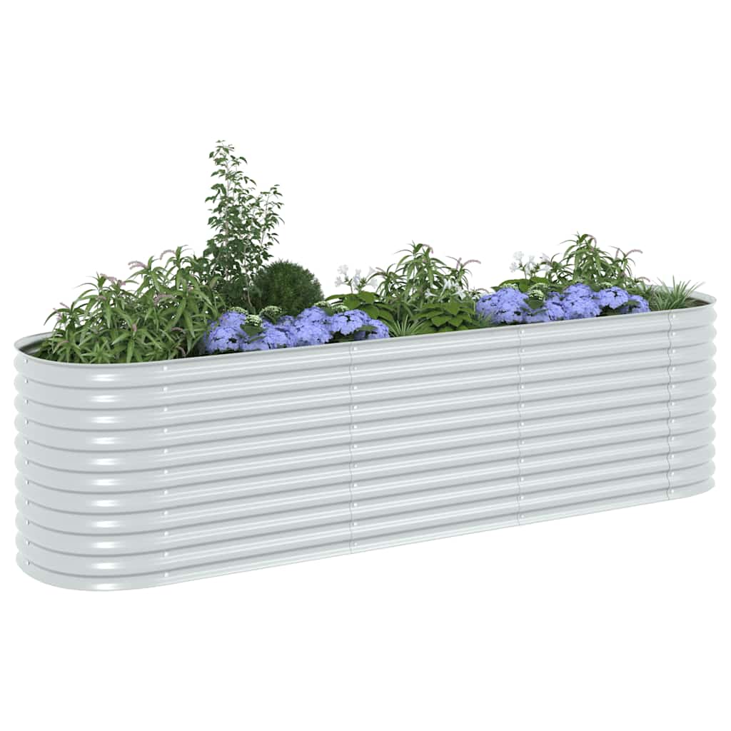 Garden Raised Bed 320x80x81 cm Galvanised Steel Silver