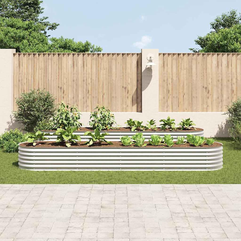Garden Raised Bed 400x80x44 cm Galvanised Steel Silver