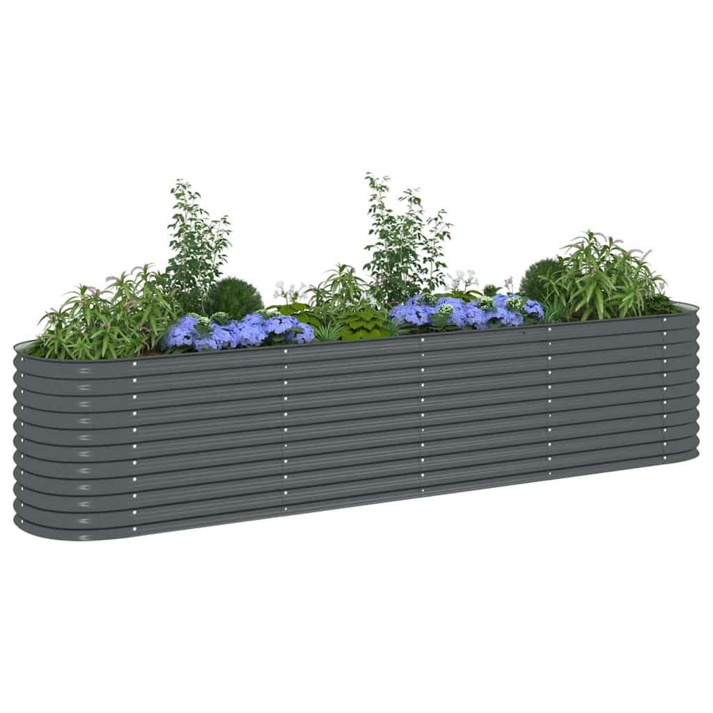 Garden Raised Bed 400x80x81 cm Galvanised Steel Grey