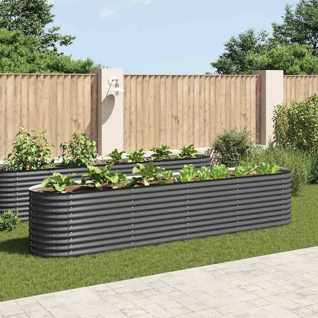 Garden Raised Bed 400x80x81 cm Galvanised Steel Grey