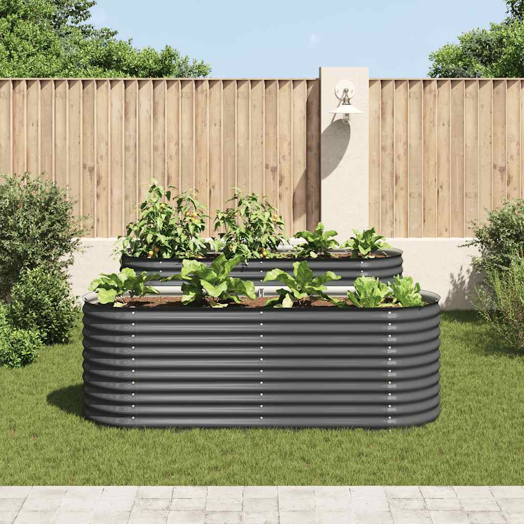 Garden Raised Bed 240x80x81 cm Galvanised Steel Grey
