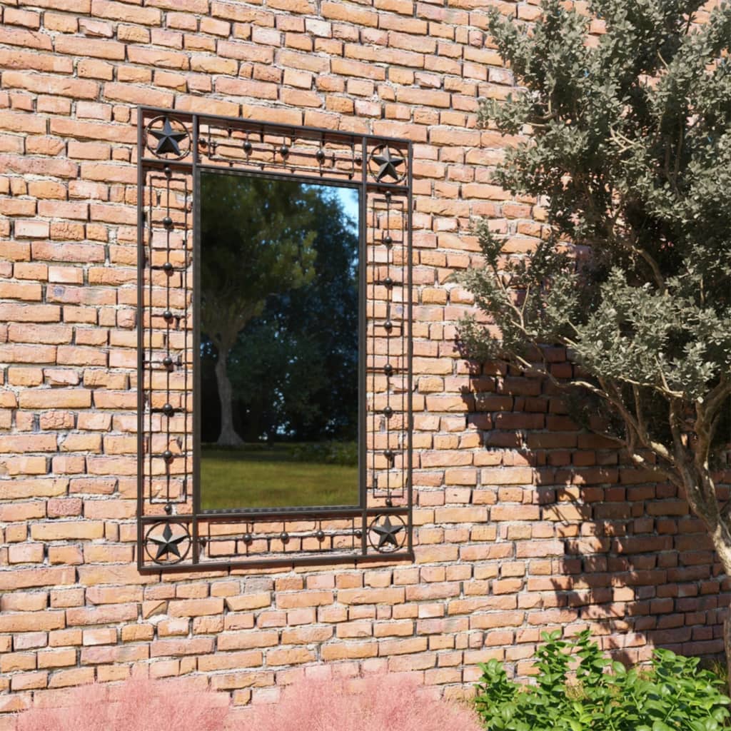 Garden Wall Mirror Rectangular 50x80 cm Black