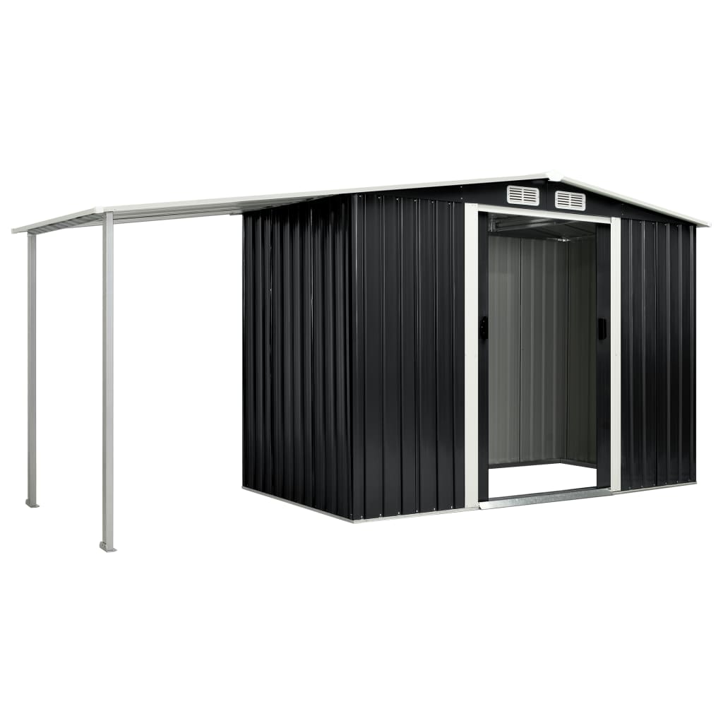 Garden Shed with Sliding Doors Anthracite 386x131x178 cm Steel