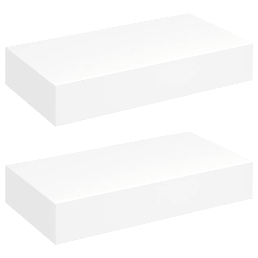 Floating Wall Shelves with Drawers 2 pcs White 48 cm