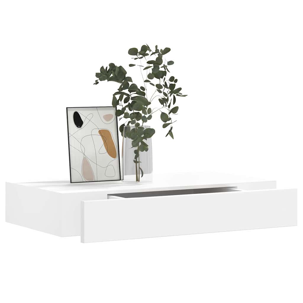 Floating Wall Shelves with Drawers 2 pcs White 48 cm