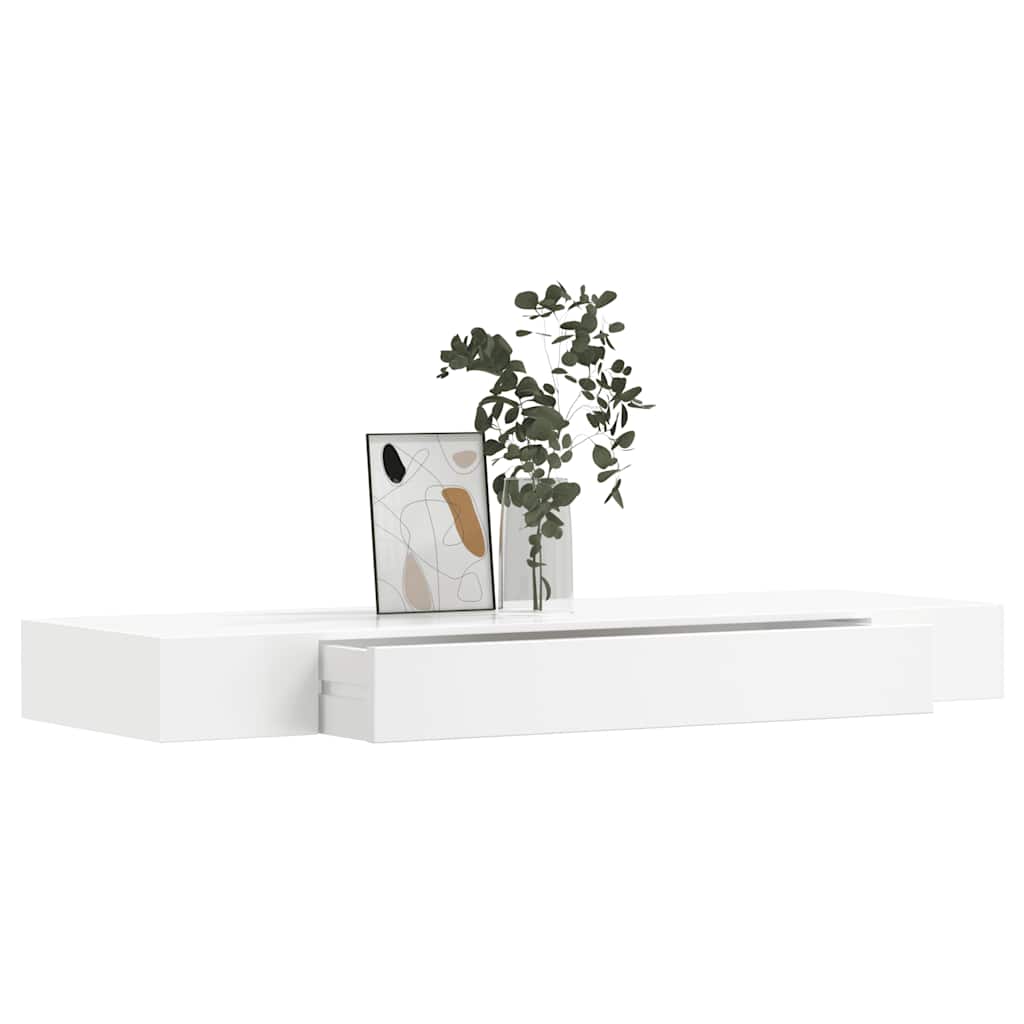 Floating Wall Shelves with Drawers 2 pcs White 80 cm
