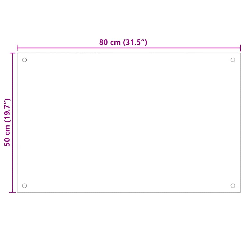 Kitchen Backsplash Transparent 80x50 cm Tempered Glass