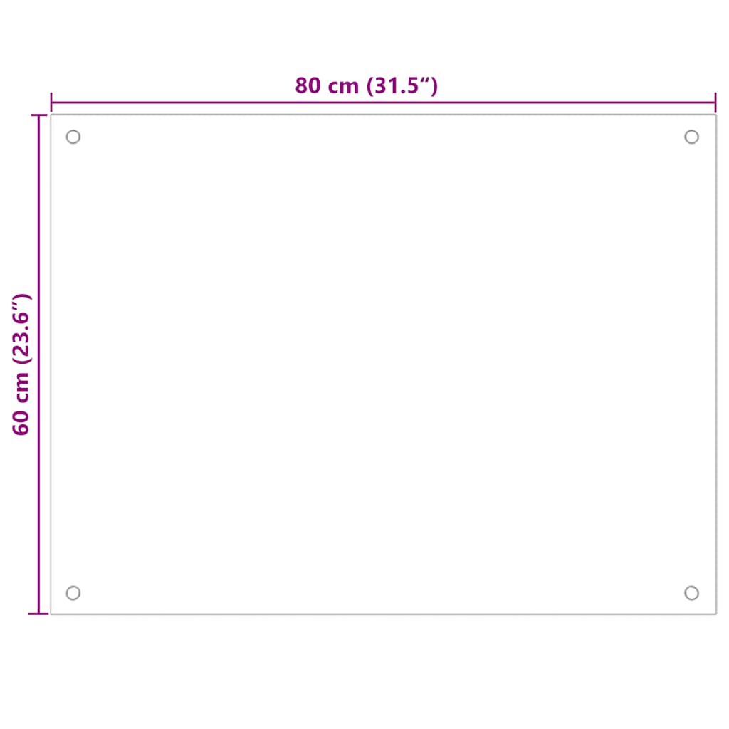 Kitchen Backsplash Transparent 80x60 cm Tempered Glass