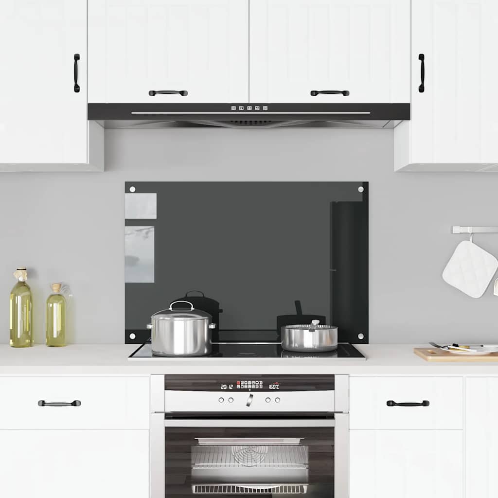 Kitchen Backsplash Black 90x60 cm Tempered Glass