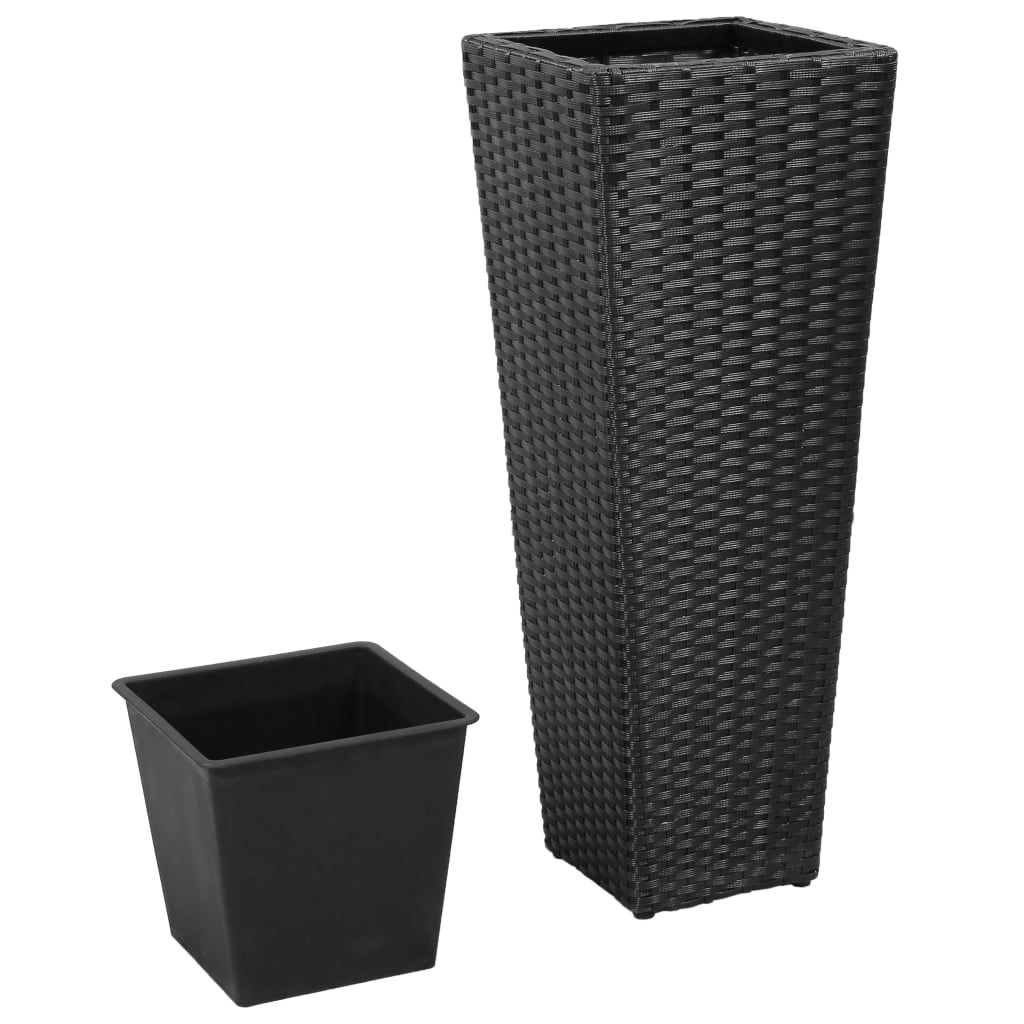 3 Rattan Flower Raised Beds Black