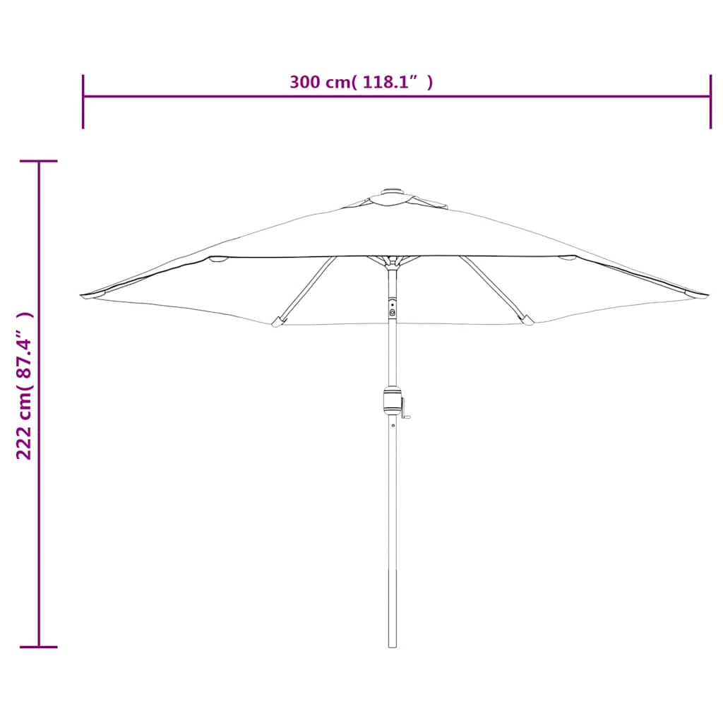 Garden Parasol Green 3m Steel Pole