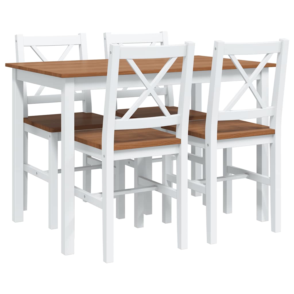 5 Piece Dining Set Brown and White