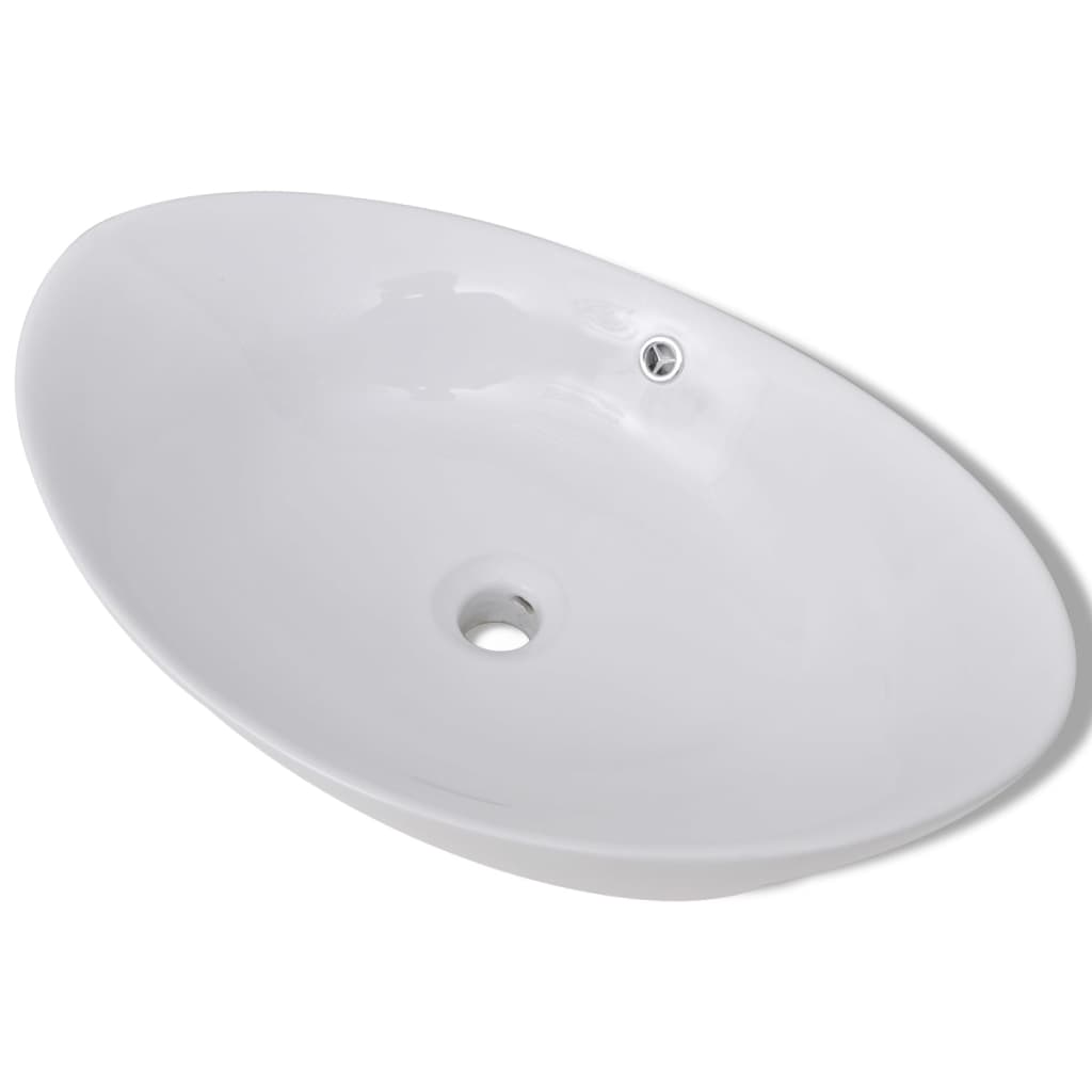 Luxury Ceramic Basin Oval with Overflow 59 x 38.5 cm