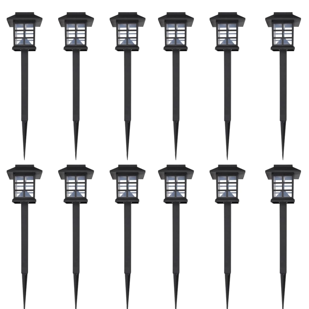 Outdoor Solar Lamp LED Light Set 12 pcs with Spike 8.6 x 8.6 x 38 cm
