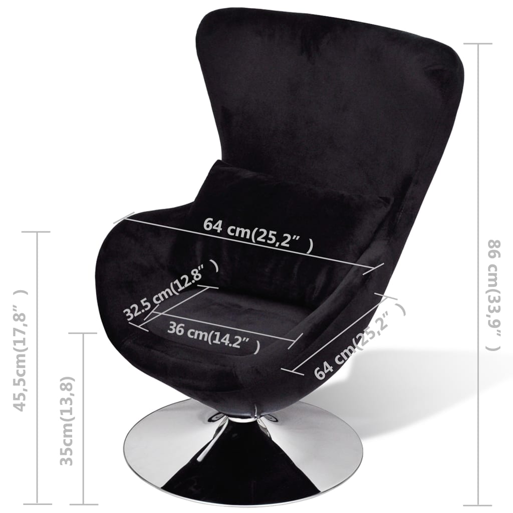 Armchair with Egg Shape Black