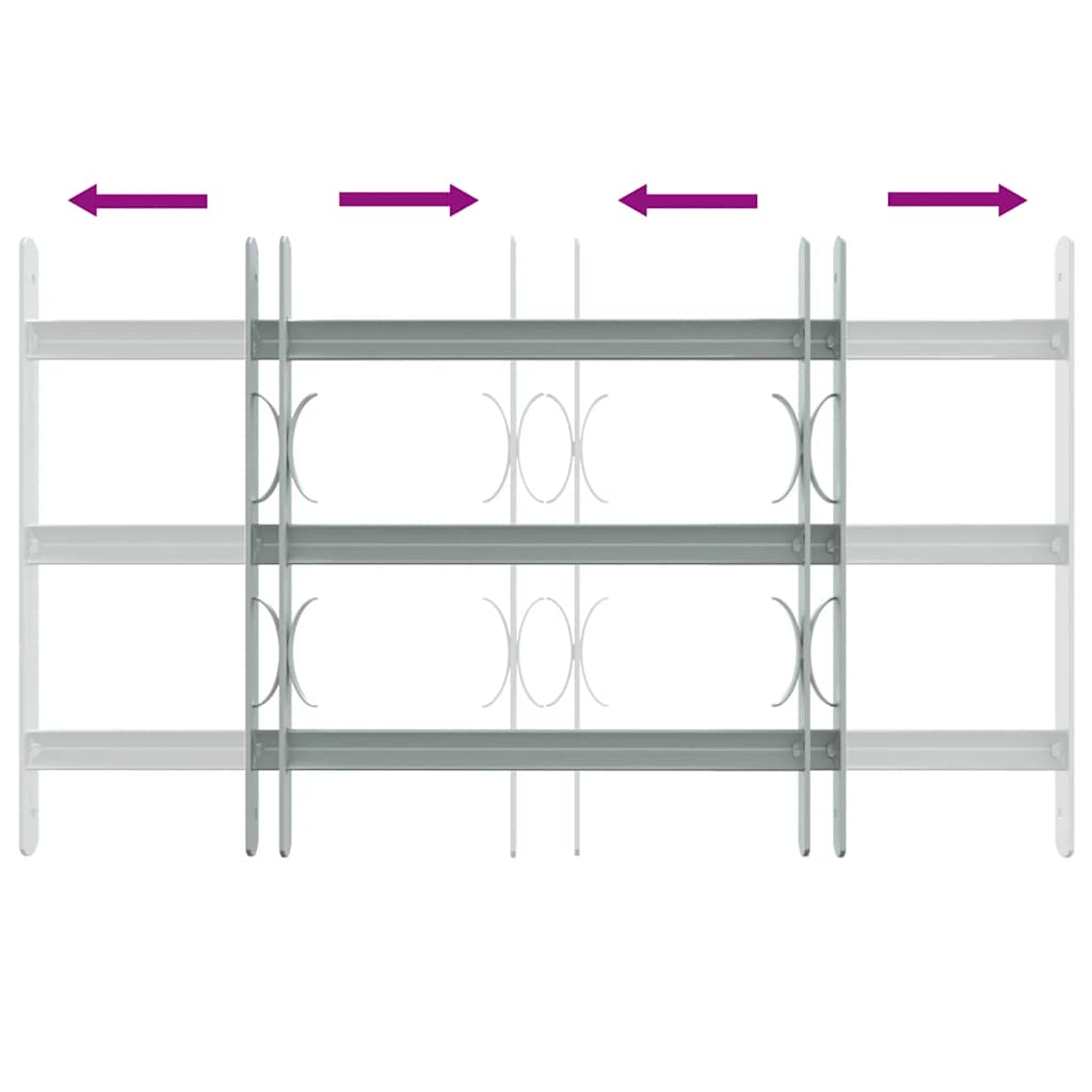 Adjustable Security Grille for Windows with 3 Crossbars 500-650 mm