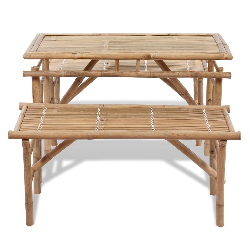 Beer Table with 2 Benches 100 cm Bamboo