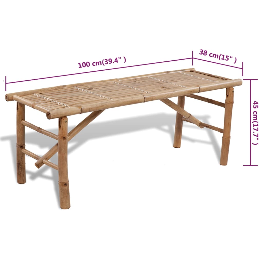 Beer Table with 2 Benches 100 cm Bamboo