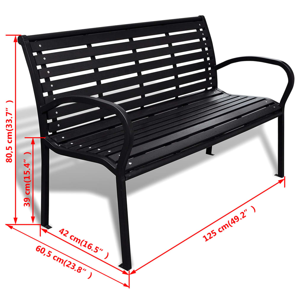 Garden Bench 125 cm Steel and WPC Black