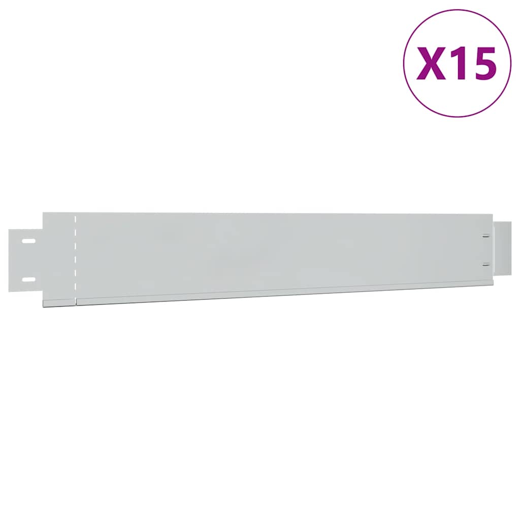 Set of 15 Flexible Lawn Fence Galvanised Steel 100 x 14 cm