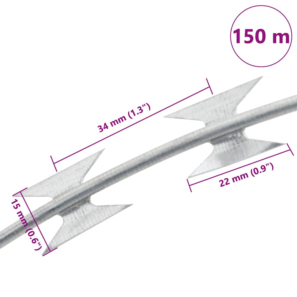 BTO-22 Clipped Concertina Razor Wire Galvanised Steel 150 m