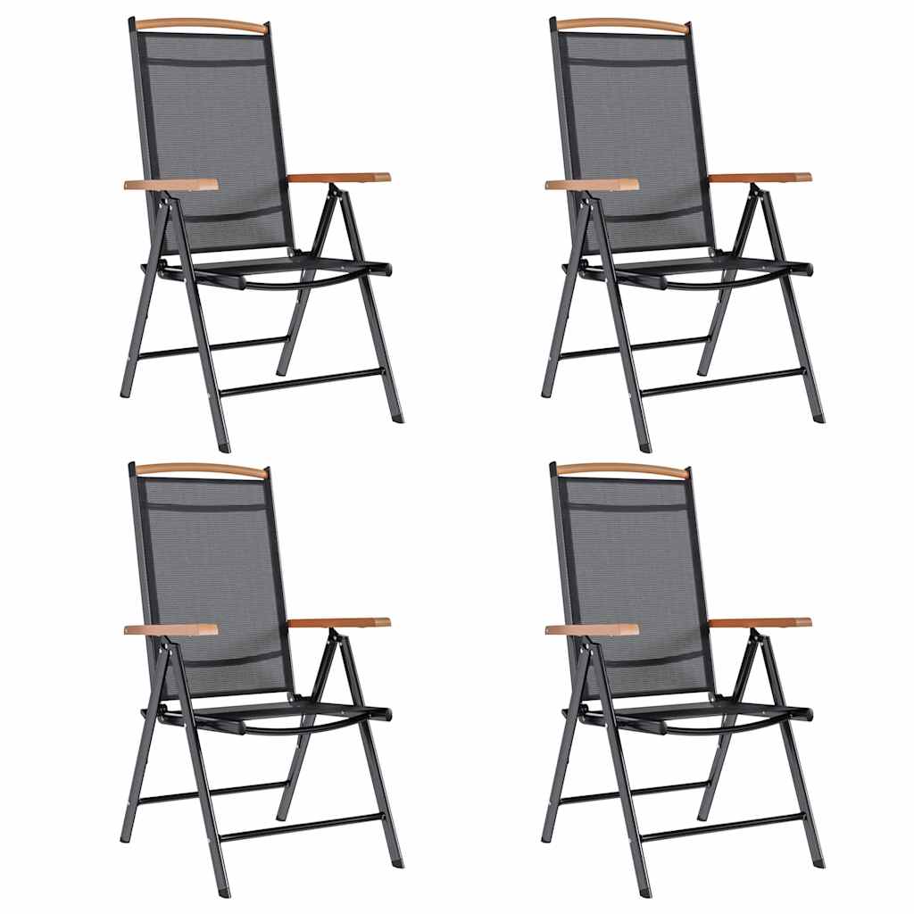 Folding Garden Chairs 4 pcs Aluminium and Textilene Black