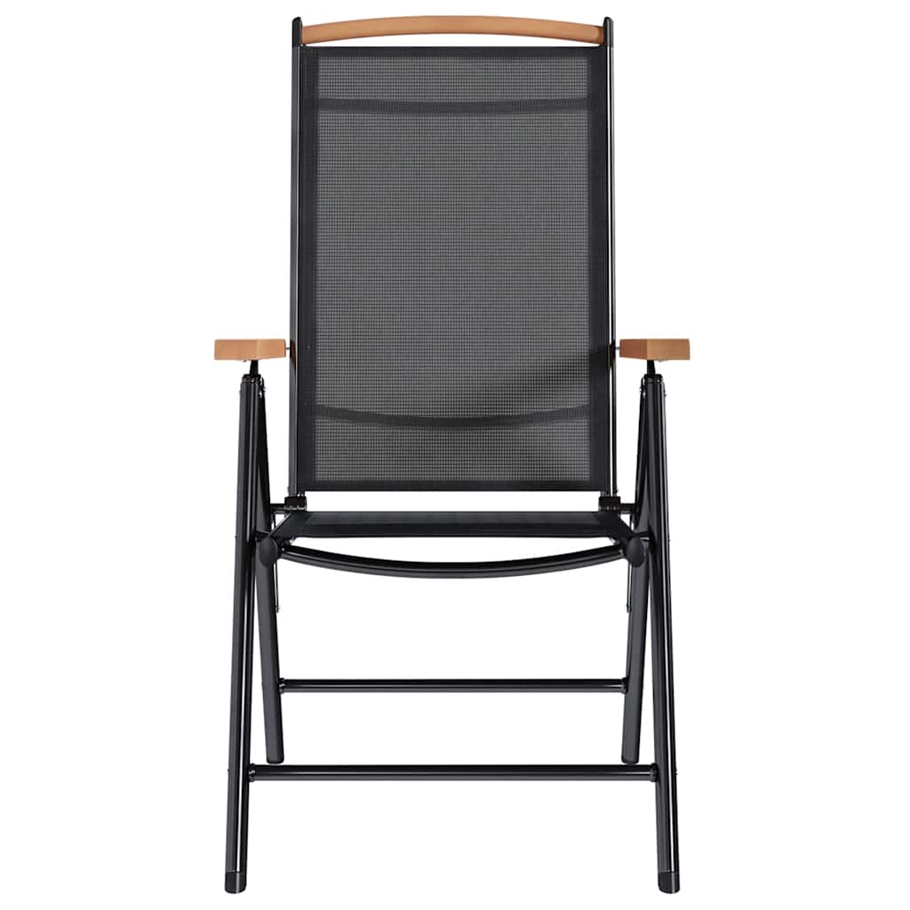 Folding Garden Chairs 4 pcs Aluminium and Textilene Black