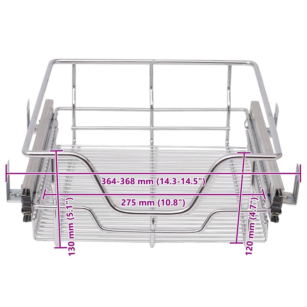 Pull-Out Wire Baskets 2 pcs Silver 400 mm