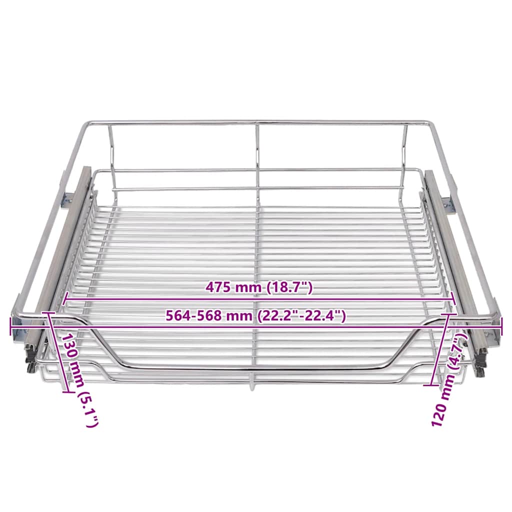 Pull-Out Wire Baskets 2 pcs Silver 600 mm