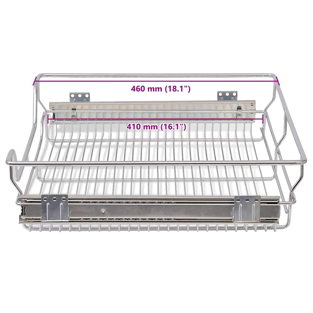 Pull-Out Wire Baskets 2 pcs Silver 600 mm