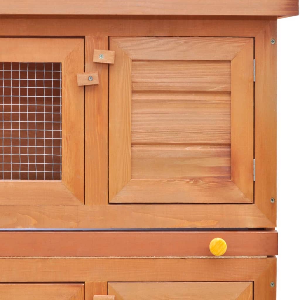 Outdoor Rabbit Hutch Small Pet Cage 4 Door Wood