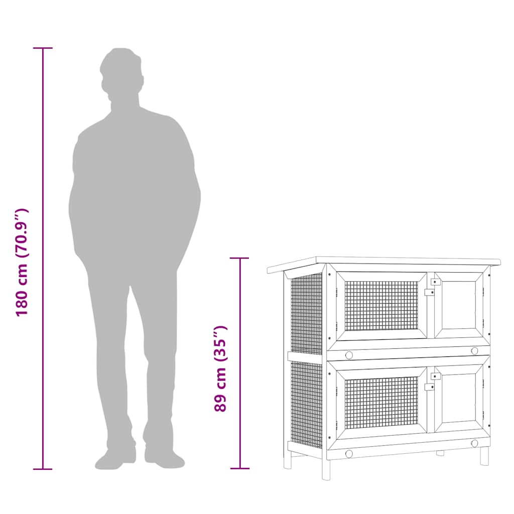 Outdoor Rabbit Hutch Small Pet Cage 4 Door Wood