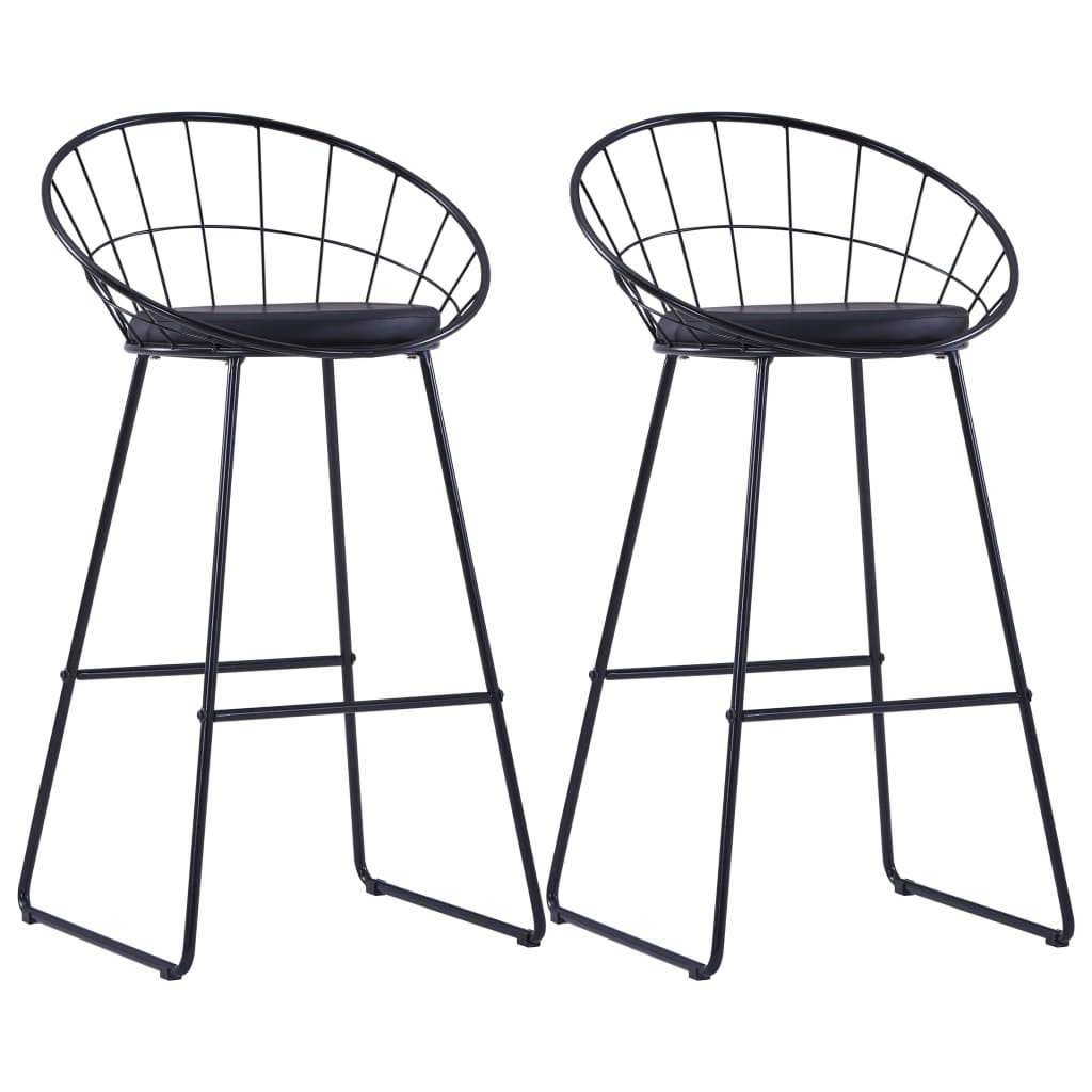 Bar Chairs 2 pcs Black Faux Leather