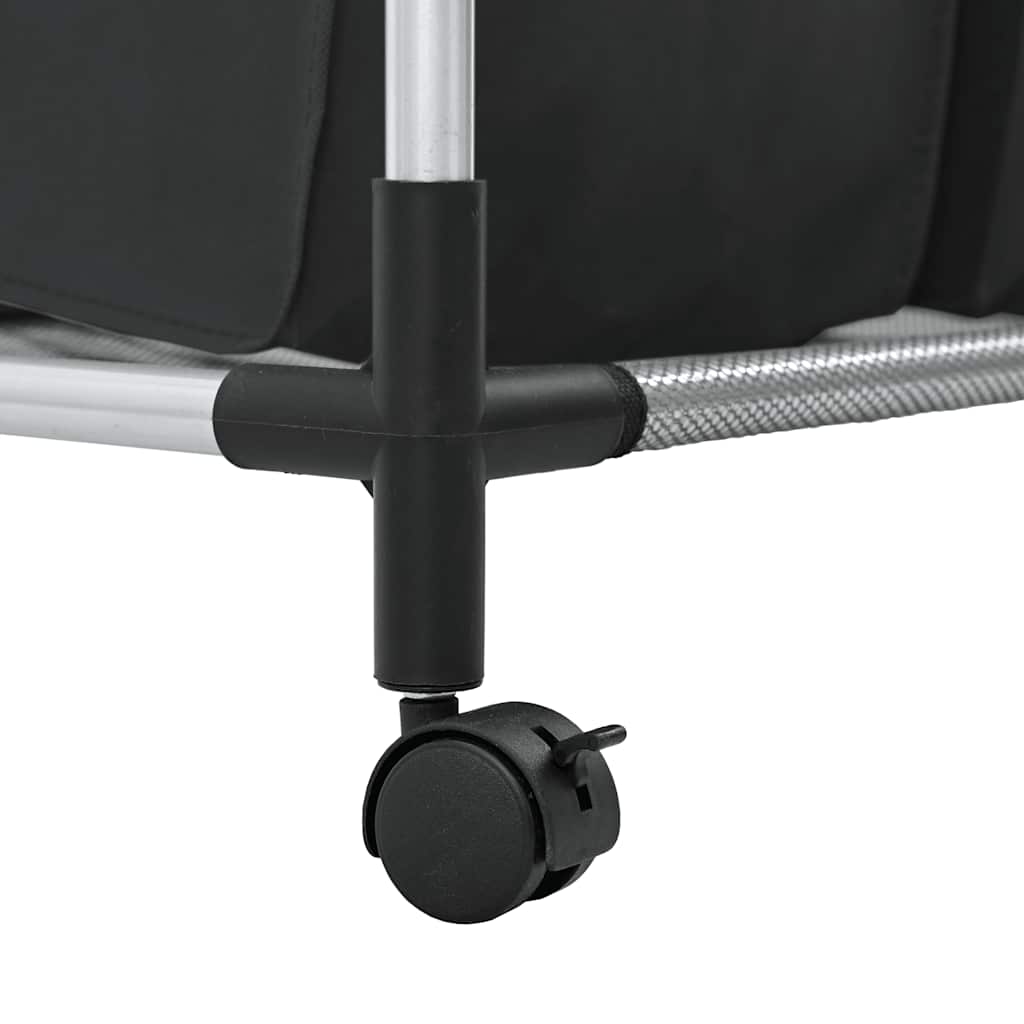 Laundry Sorter with 3 Bags Black Steel