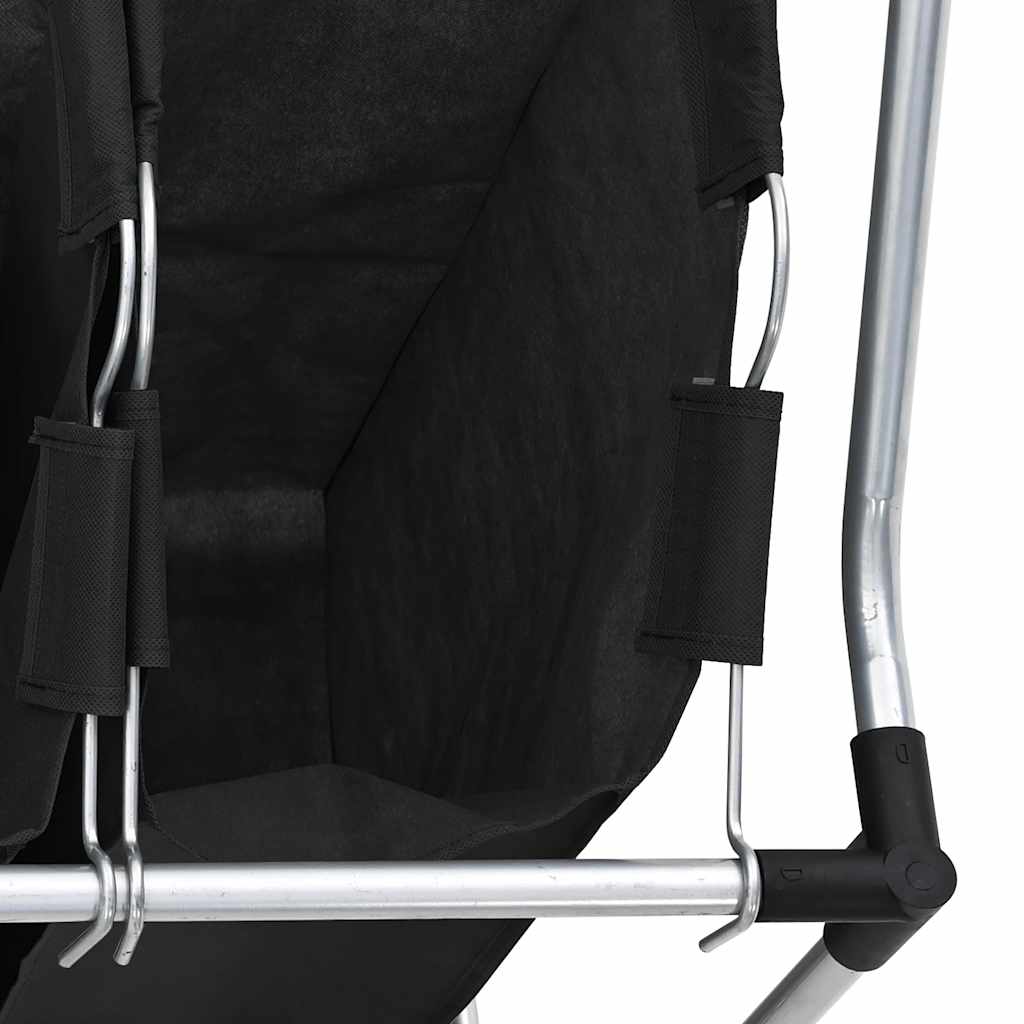 Laundry Sorter with 3 Bags Black Steel