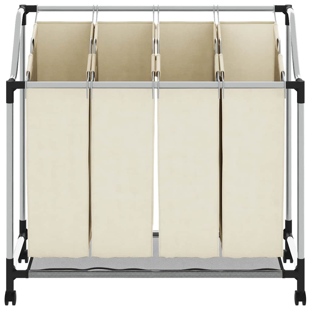 Laundry Sorter with 4 Bags Cream Steel