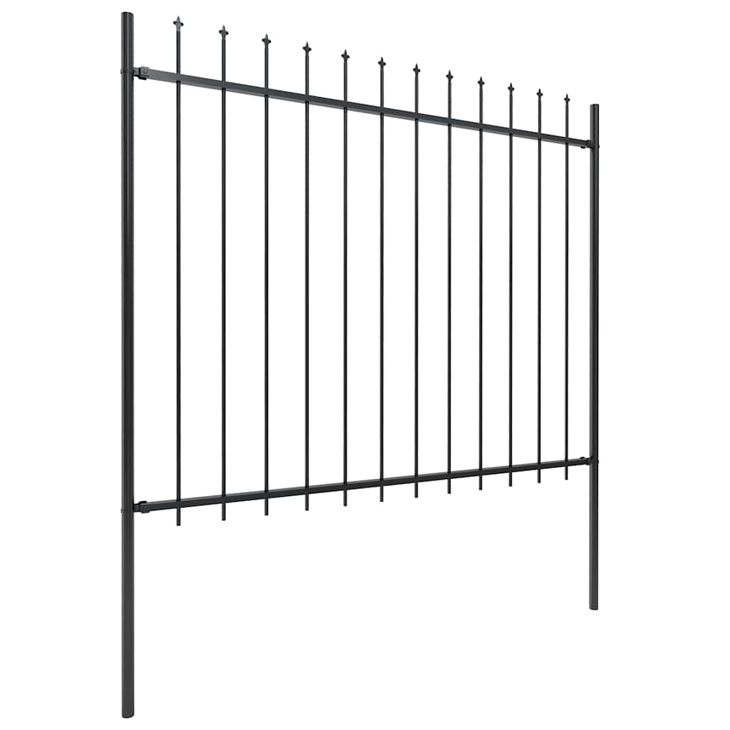 Garden Fence with Spear Top Steel 181x150 cm Black