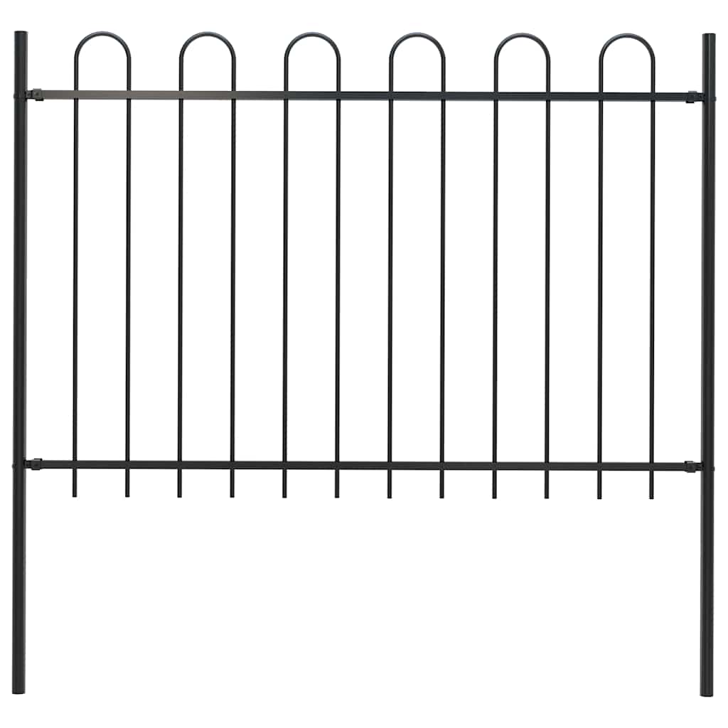 Garden Fence with Hoop Top Steel 181x120 cm Black