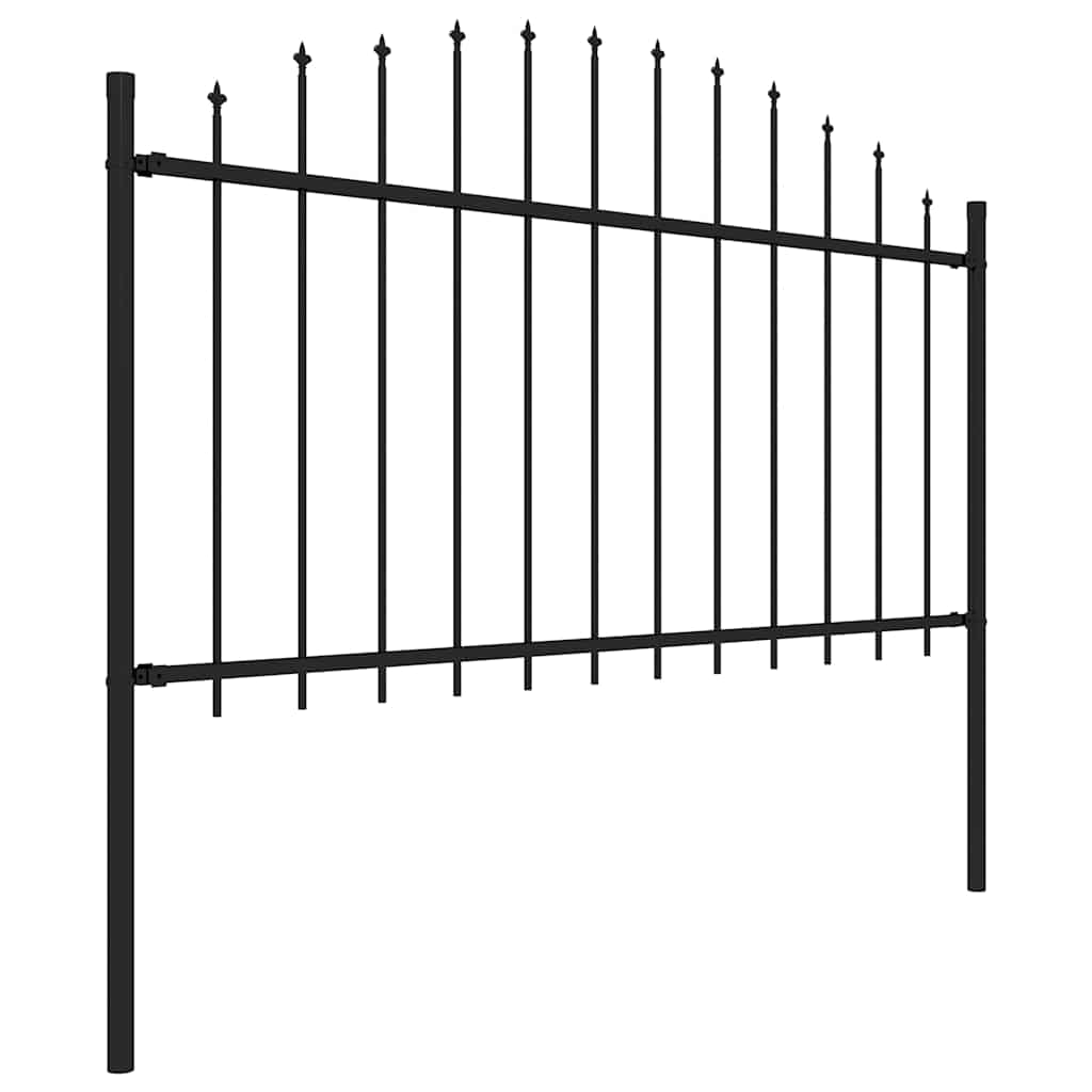 Garden Fence with Spear Top Steel 181x150 cm Black