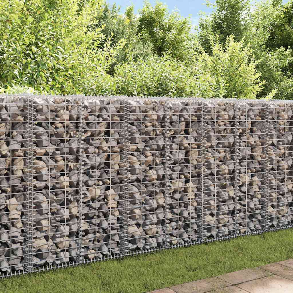 Gabion Wall with Covers Galvanised Steel 20x20x100 cm