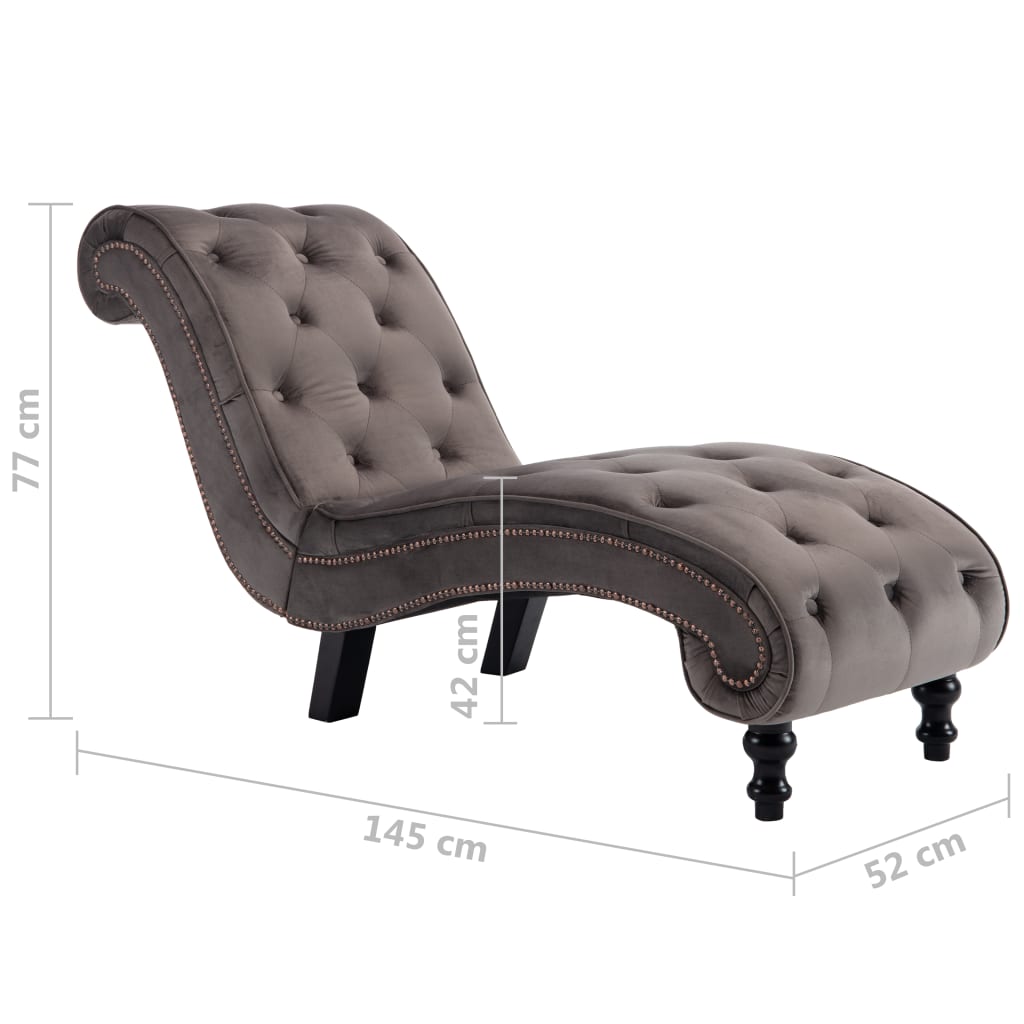 Chaise Lounge Grey Velvet