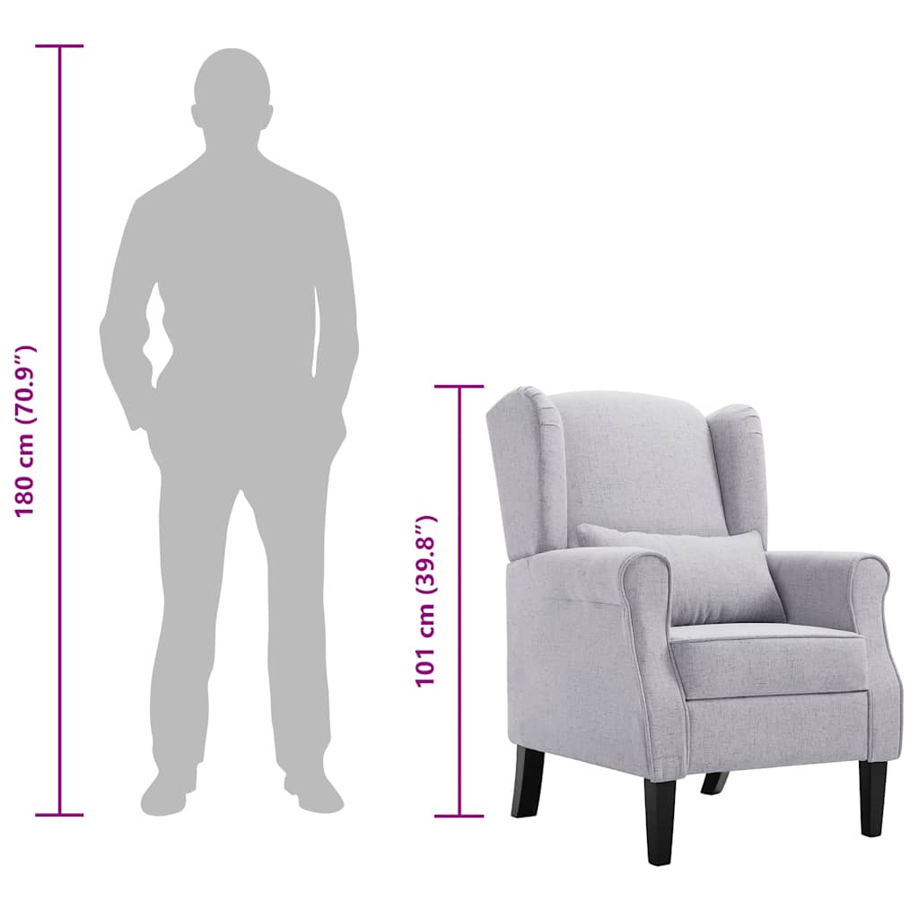 Armchair Light Grey Fabric