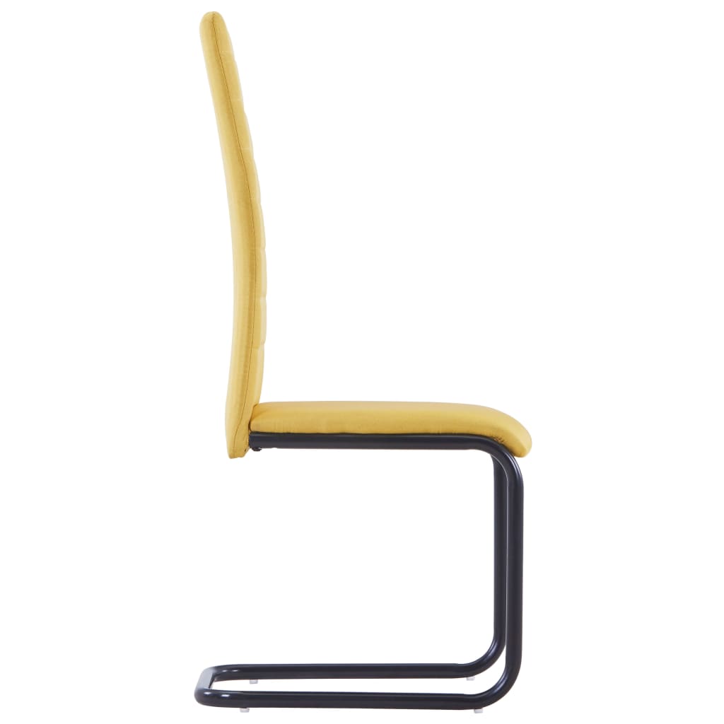 Cantilever Dining Chairs 2 pcs Yellow Fabric