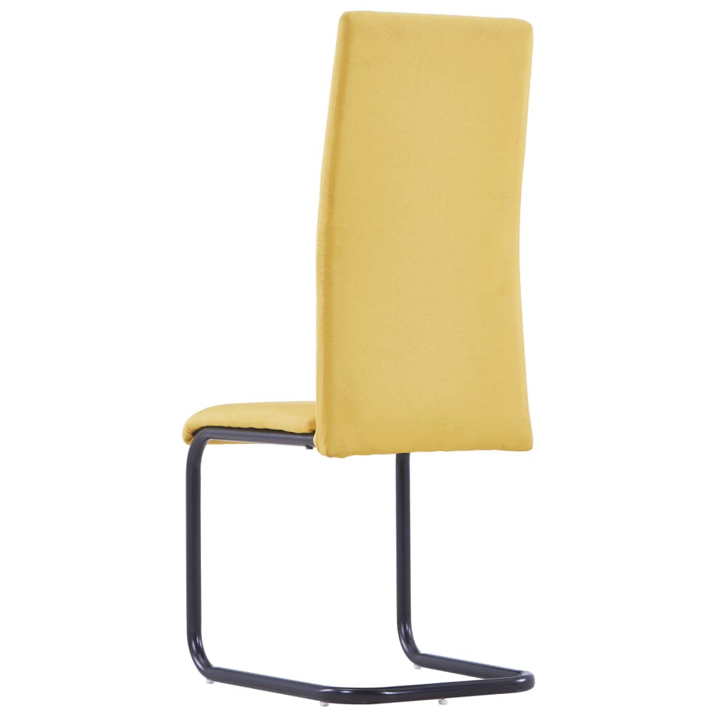 Cantilever Dining Chairs 2 pcs Yellow Fabric