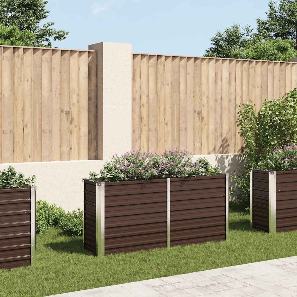 Garden Raised Bed Brown 160x40x77 cm Galvanised Steel