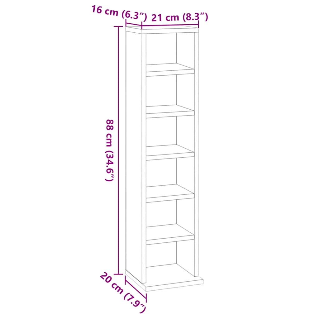CD Cabinet Concrete Grey 21x20x88 cm Engineered Wood